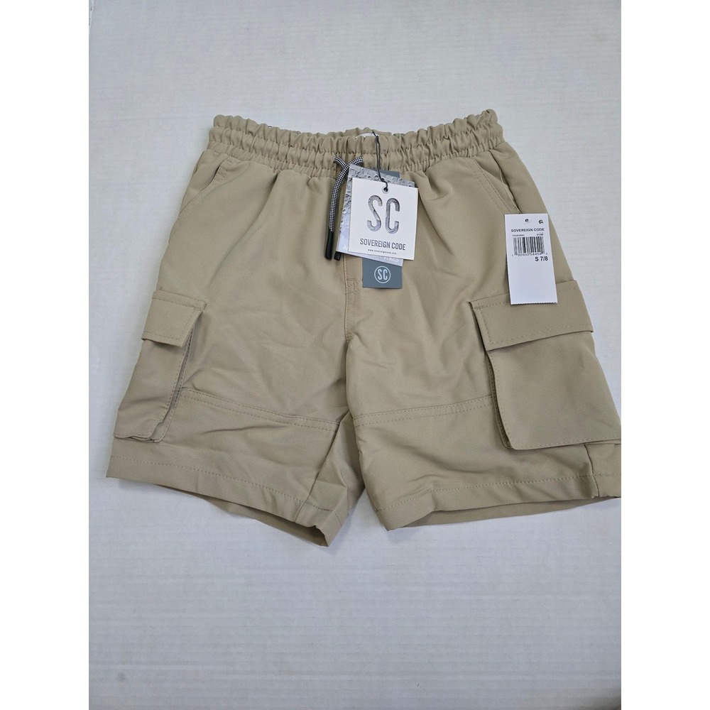 Sovereign Code Boys Khaki Cargo Shorts Stretch Wrinkle Free Size  S 7/8 NEW